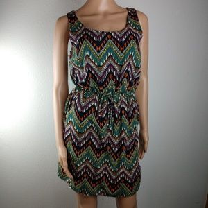 Blue Rain Tribal Print High Low Dress sz S NWOT